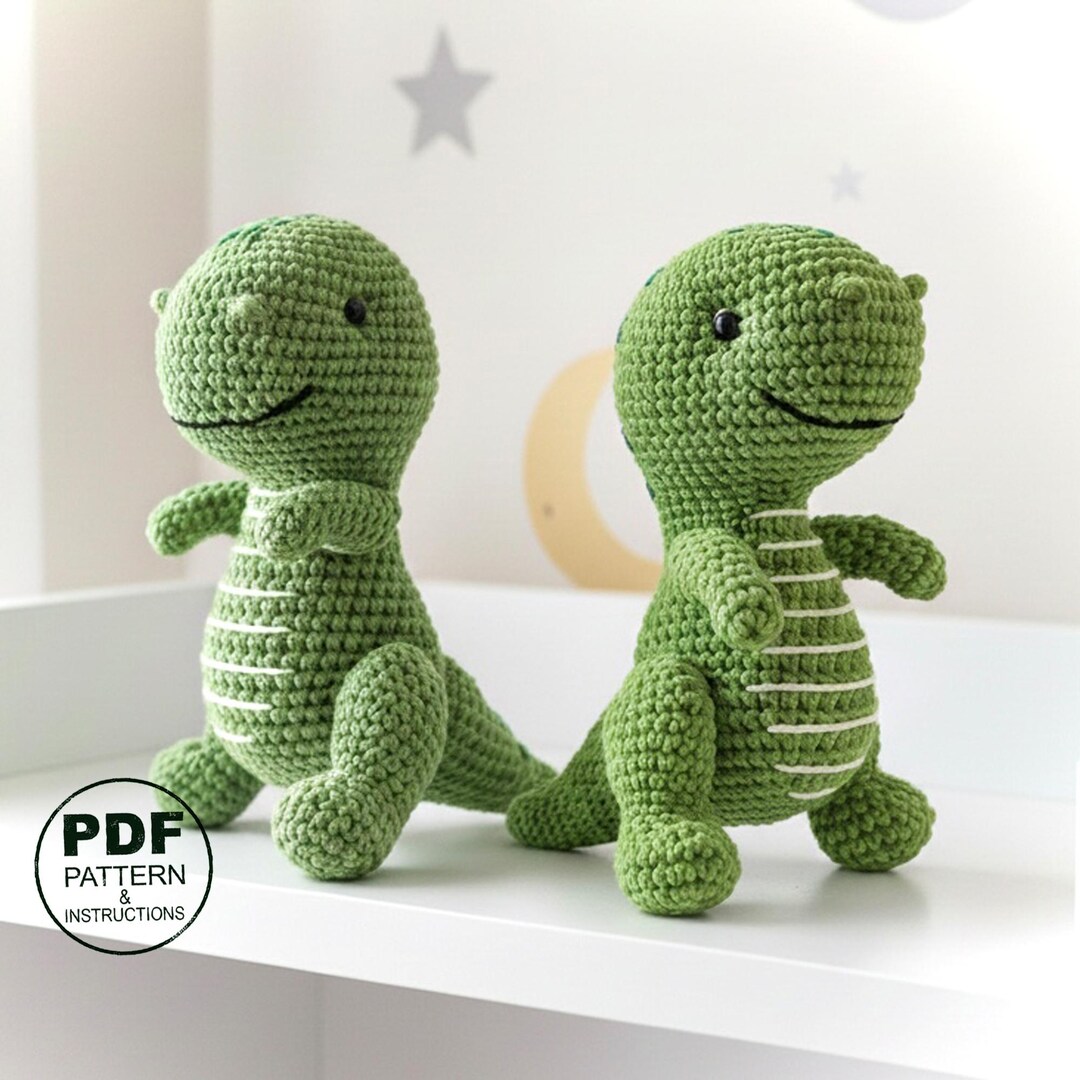 T-rex Dinosaur Crochet Pattern PDF. Knitted Toys. Amigurumi. Easy Dino ...
