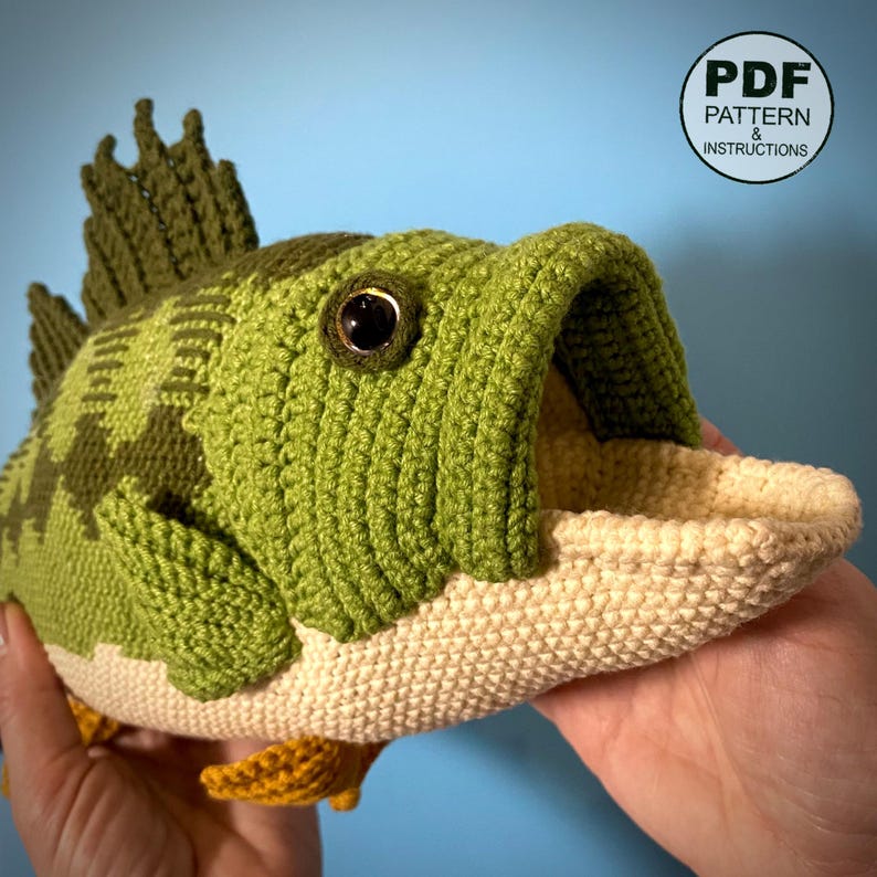 Fish Crochet Pattern PDF. Largemouth Bass. Realistic Amigurumi. Fishing ...