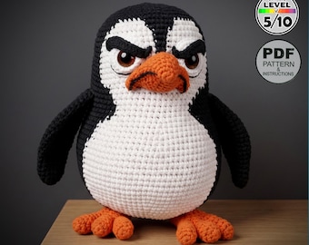 Grumpy Penguin Crochet Pattern, Realistic Amigurumi Animal PDF, Stuffed Bird Tutorial, DIY, No Sew.