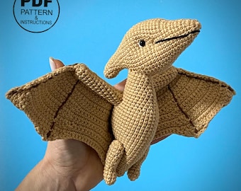 Pterodactyl Dinosaur Crochet Pattern PDF. Amigurumi. Fly Dino Pattern.