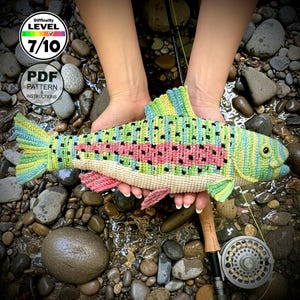 Fish Crochet Pattern PDF. Rainbow Trout. Realistic Fish Amigurumi. Fly Fishing.
