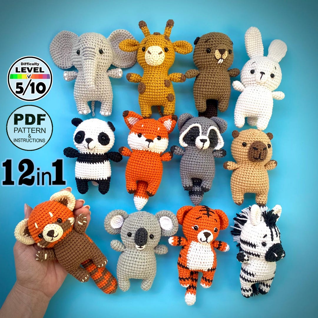 Crochet Animals Pattern PDF (12in1), Amigurumi Toy Instructions - Etsy