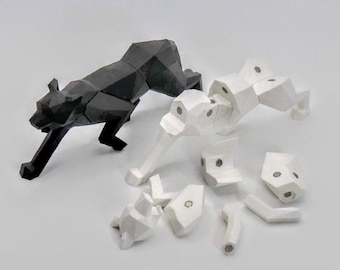 Rompecabezas de pantera de baja poli impreso en 3D