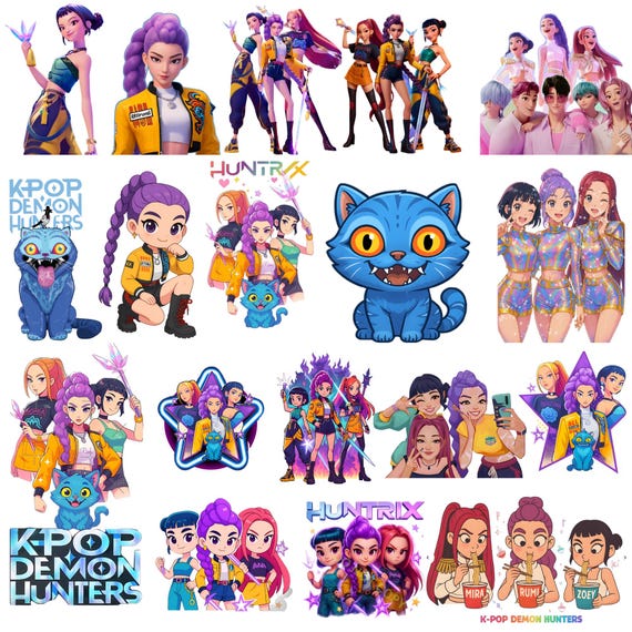 Huntrix Kpop Demon Hunters PNG SVG, Kpop Idol Group Shirt design,Girl Dinner Png,Saja Boys Girls Bands Png,Huntrix fans,Digital Download