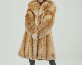 フォックスファーコート（レッド）｜レディースロング冬コート