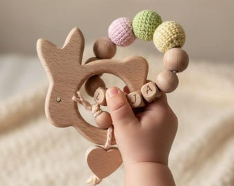 Wooden Baby Gift - Bunny with Heart