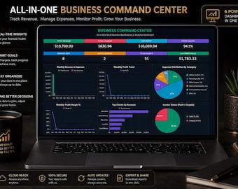 Small Business Bookkeeping Spreadsheet | Income Expense Tracker, Profit Loss Dashboard (Digital Download)