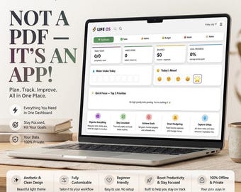 Life Planner | Interactive HTML Productivity Dashboard | Habit Tracker, Goal Tracker, Budget Planner & Daily Organizer