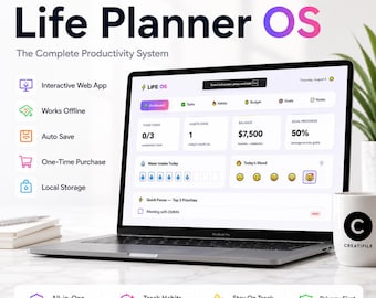 Life Planner | Interactive HTML Productivity Dashboard | Habit Tracker, Goal Tracker, Budget Planner & Daily Organizer
