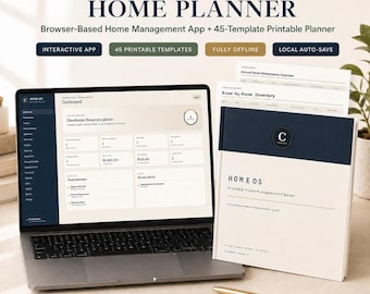 Interactive Home Management Planner with 45 Printable Templates – Maintenance, Inventory & Warranty Tracker