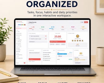 ADHD Digital Planner | Interactive Browser Planner with Focus Timer, Habits & Brain Dump