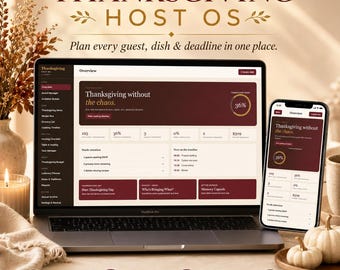 Thanksgiving Planner | Thanksgiving Host Planner | Guest List, Menu, Cooking Timeline & Budget | Interactive Web App