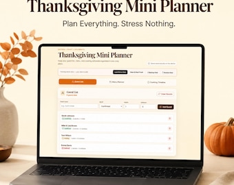 Interactive Thanksgiving Planner Web App: Guest List, Menu & Cooking Timeline