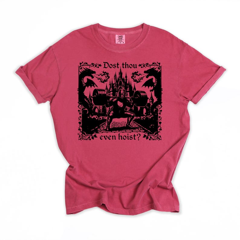 Dost Thou Even Hoist Medieval Gym Retro T-Shirt, Medieval Knight Weightlifting Tee image 1