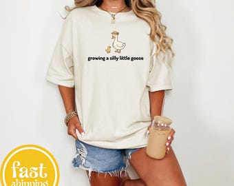Comfort Colors Goose Mom Shirt, Growing Silly Little Goose Pregnancy Tee