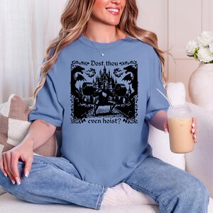 Dost Thou Even Hoist Medieval Gym Retro T-Shirt, Medieval Knight Weightlifting Tee image 6