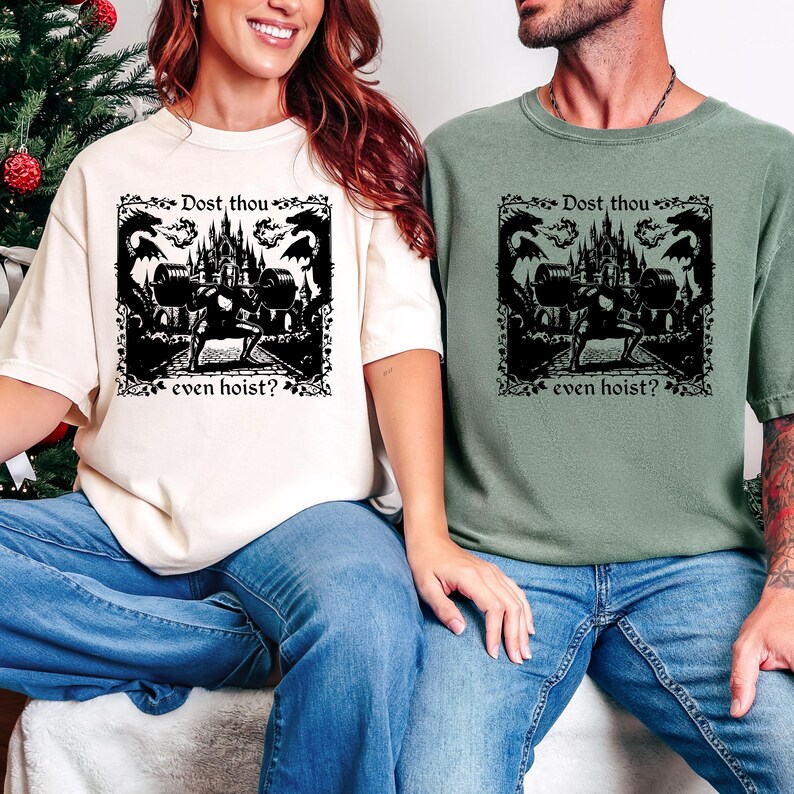 Dost Thou Even Hoist Medieval Gym Retro T-Shirt, Medieval Knight Weightlifting Tee image 7