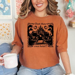 Dost Thou Even Hoist Medieval Gym Retro T-Shirt, Medieval Knight Weightlifting Tee image 2