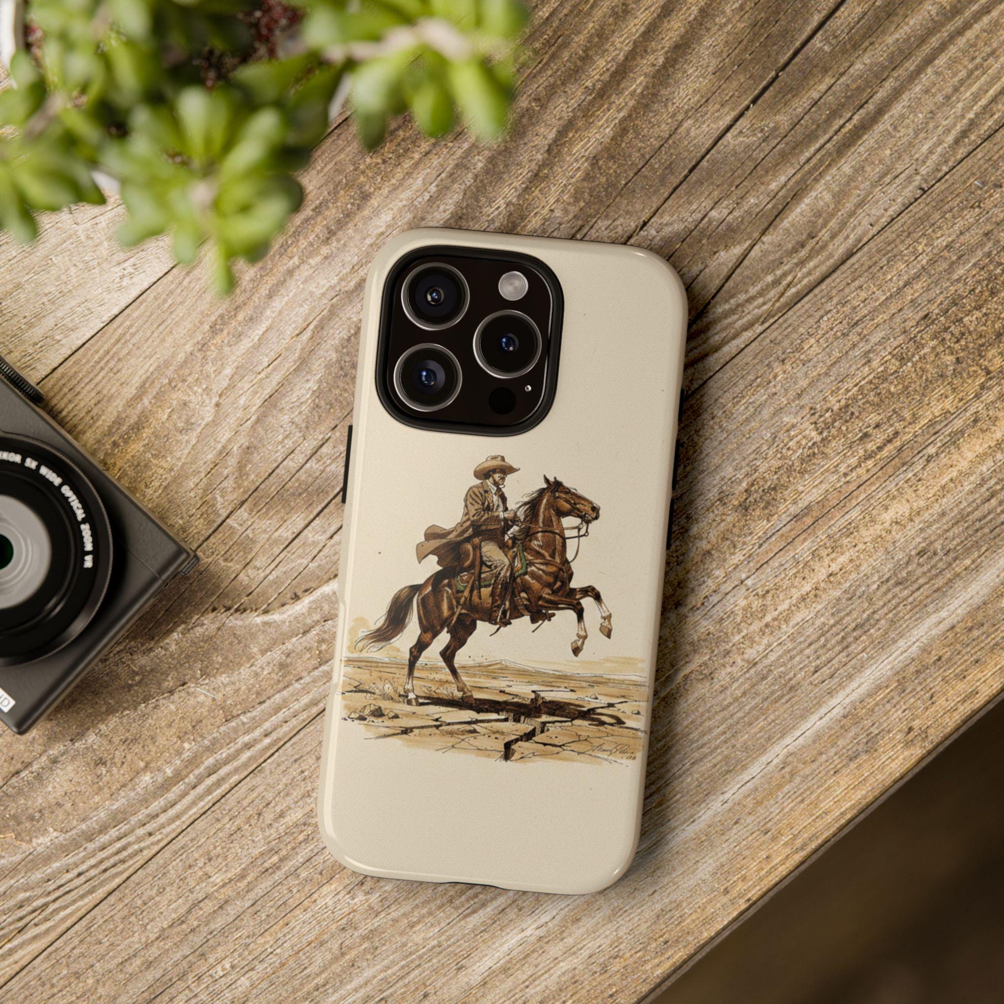 Cowboy Riding Horse Phone Case, Western Vintage Illustration, iPhone 17 ...