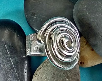 Handmade Bold Energy Swirl Statement Sterling Ring