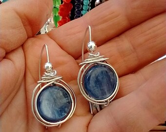 Handmade "Blue Moon" Kyanite Earrings ~ Moon~ Galaxy ~ Celestial ~ Blue Jeans