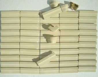 58 tiles ivory-white-cream German original Villeroy & Boch Art Nouveau Majolica