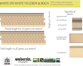 Villeroy & Boch Original 258 reclaimed wall original Art Nouveau tiles ca1900