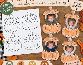 Pumpkin Photo Craft Printable | Halloween Kids Craft | Fall Classroom Activity | Preschool Pumpkin Craft | Instant Download