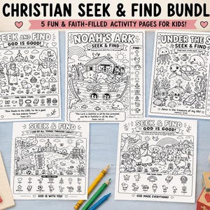 Hojas de trabajo cristianas de búsqueda y descubrimiento, actividades bíblicas para niños (descarga digital) imagen 2