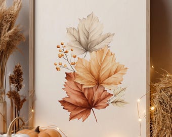 Botanical Fall Printable – Autumn Leaf Wall Art for Cozy Seasonal Decor