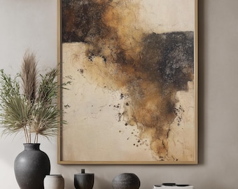 Japandi Stone Texture Print: Wabi Sabi Neutral Art (Digital Download)