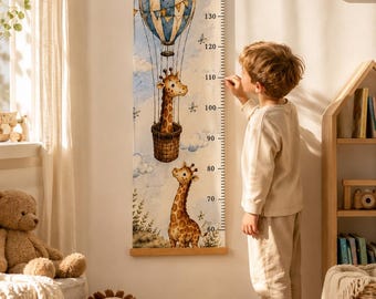 Personalized Giraffe Growth Chart Canvas, Custom Height Chart for Kids, Nursery Decor, Children's Room Wall Art