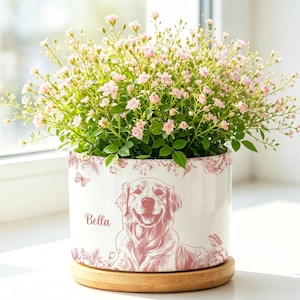 Anpassad blomkruka för husdjursporträtt, personlig blomkruka för hund och katt, unik present till husdjursälskare, botanisk heminredning