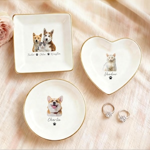Benutzerdefinierte Haustier Muster Ring Schale, personalisierte Schmuckschale, Katze Hund Liebhaber Ring Halter Wohnkultur