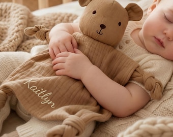 Personalized Animal Lovey, Custom Embroidered Baby Name Blanket, Soft Comfort Toy for Newborns & Toddlers