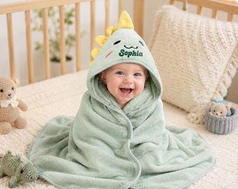 Serviette de bain à capuche personnalisée pour bébé avec prénom brodé, cadeau de bain pour nouveau-né