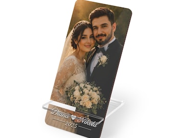 Soporte personalizado para móvil con fotos de boda / Recuerdo personalizado para la pareja