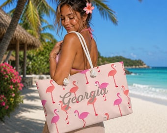 Pink Flamingo Muster Weekender Tasche | Tropische Strandtasche