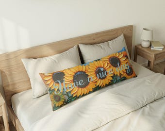 Sunflower Pattern Body Pillow | Floral Sunflower Long Pillowcase