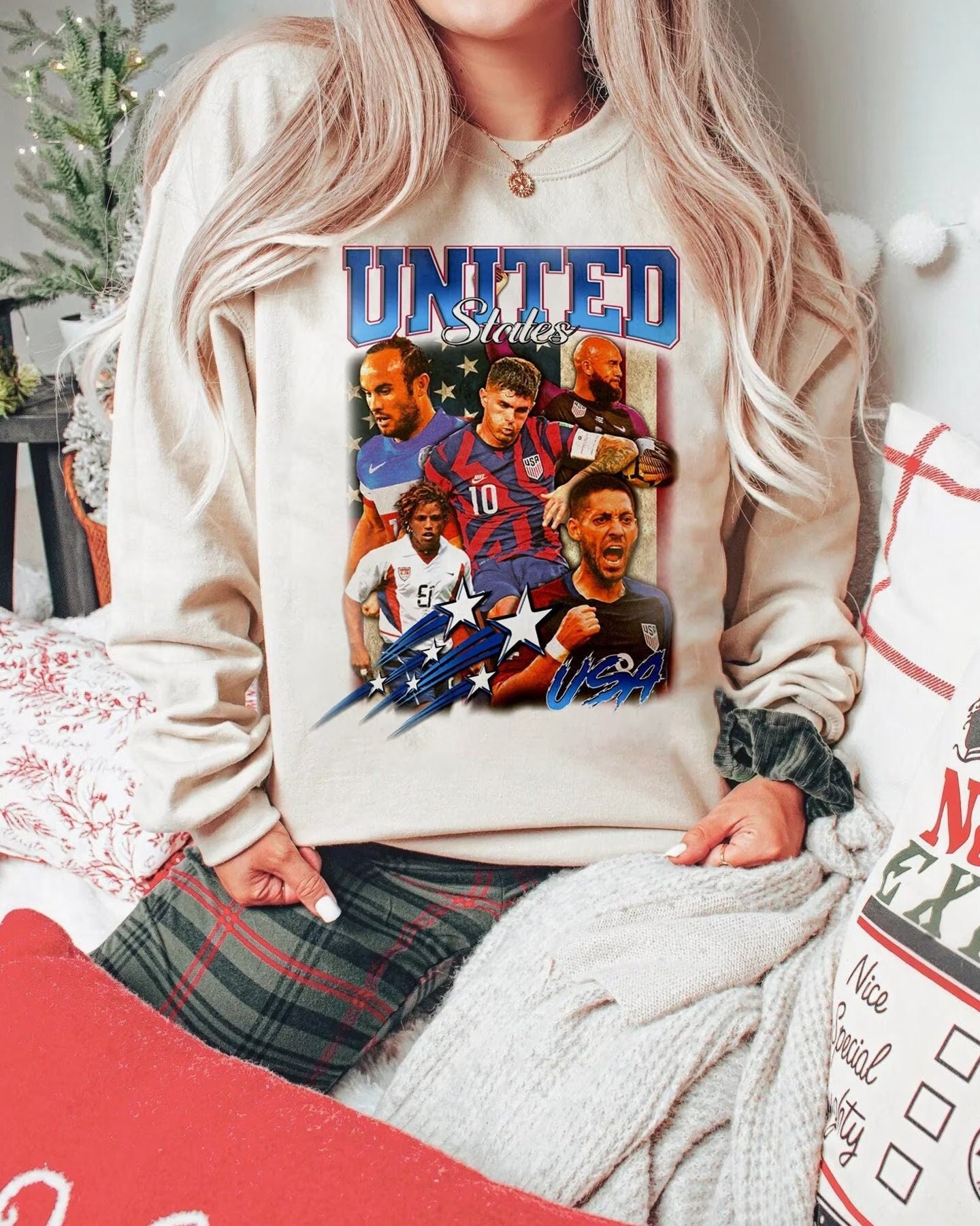 USMNT Flag Sweatshirt One Nation One Team Qatar 2022 W-orld Cu-p