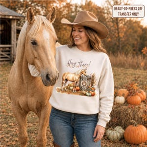 Hay There Fall Horse DTF Transfer – Ready-to-Press Western Autumn Design