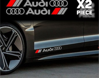 2 x 28 cm Audi Racing-vinylstickers – zijstickers en motorkap | Logo embleem streep
