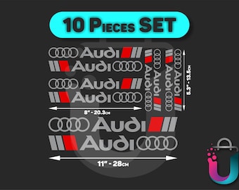 10-Piece Audi Decal Set – Sport Car Vinyl Stickers, Choose from 5 Colors