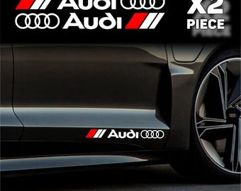 Audi S line Racing Stripes Vinyl Stickers – 11" White/Red Car Decals (2pcs Pair)