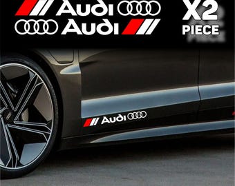 2x 11" Audi Racing Vinyl Stickers – Side Skirt & Hood Decals Badge, Logo Emblem, Stripe