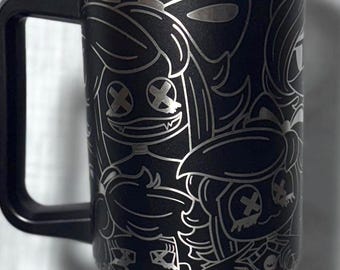 Character Wrapped Engraved 40oz Tumbler, Side Handle