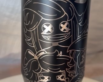 Character Engraved 30oz Black Silver Tumbler