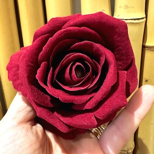 BERNIE XL Rockabilly Red Velvet Rose Hair Flower Clip