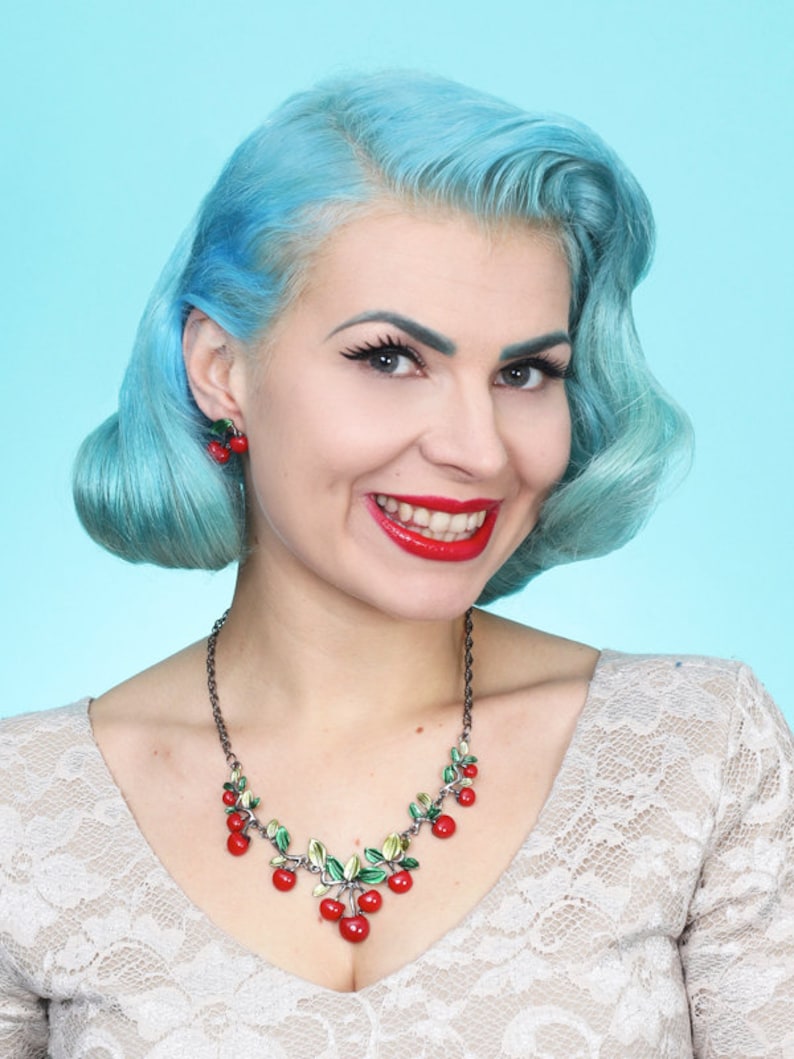 Cherry Vintage Necklace and Earring Set Etsy