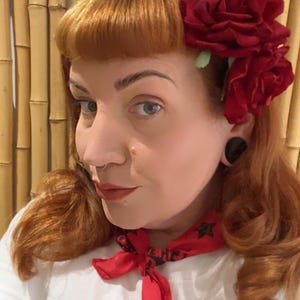 BERNIE Rockabilly Red Velvet Rose Hair Flower Clip
